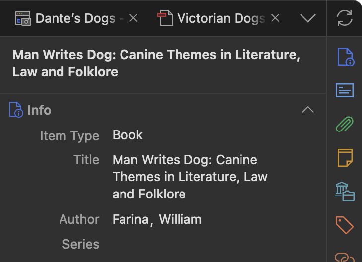 Zotero 7 — dark interface detail